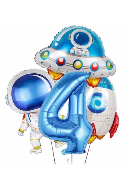 Parti Station Space Astronaut Spaceship Rocket Age 4 Balloon Set Space Astron...