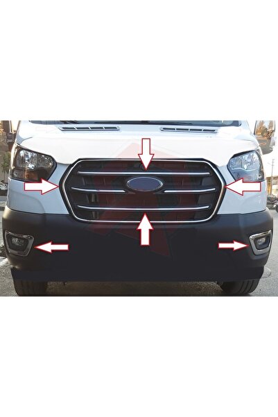 AKTİF OTO KROM Transit Ön Panjur + İnce Çerçeve + Sis Çerçevesi Set 10 Prç. P.çelik 2019+