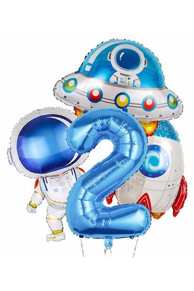 Parti Station Space Astronaut Spaceship Rocket 2 Year Old Balloon Set Space Astronaut Concept Birthday Set