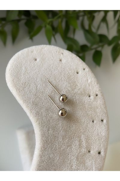 Lucky Designs حلق كروي مطلي بالفضة مقاس 5 مم ميكرون مضاد للحساسية على الفولاذ