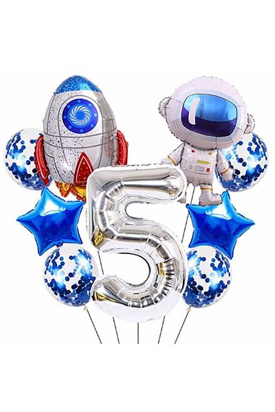 Parti Station Space Cosmic Galaxy Astronaut Rocket 5 Year Old Balloon Set Space Astronaut Concept Birthday Set