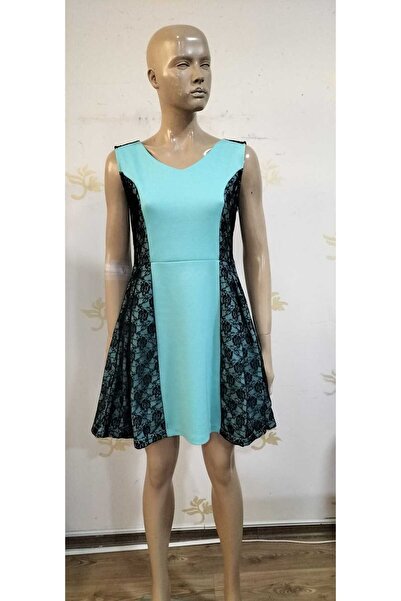 fasardi Dantel Detaylı Askılı Mini Elbise