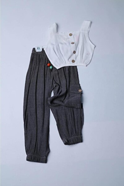 Panino Crop Strap 2-Piece Girl's Set with Muslin Pants