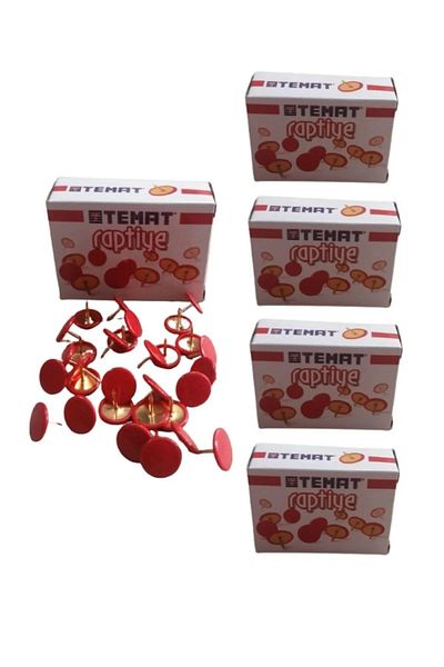 Temat Red Colored Pushpin 5 Boxes 150 Pieces