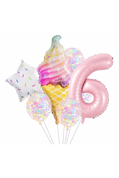Parti Station مجموعة بالونات آيس كريم بعمر 6 سنوات، مجموعة من رقائق بالون الن...