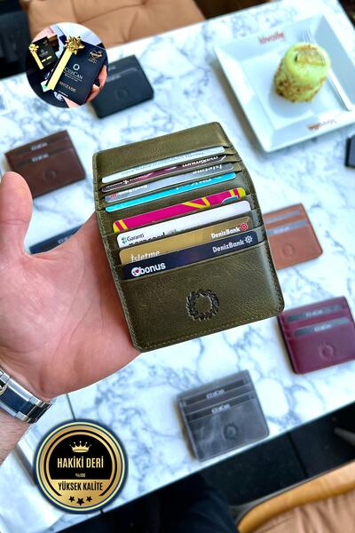 CüzCan Rixe Antik Yeşil Unisex Hakiki Deri Kartlık Cüzdan ( Ultra Ince) Kişiy...