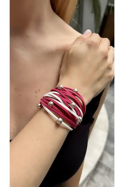 Kutcha Accessories الفوشيه إكرو سويدي الخرز سوار مفصل