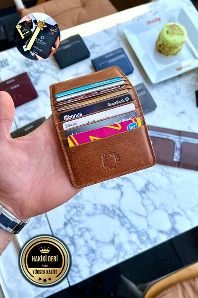 CüzCan Rixe Taba Unisex Hakiki Deri Kartlık Cüzdan ( Ultra Ince) Kişiye Özel ...
