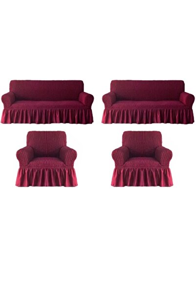 AK LALE Set Maxi Roșu Claret 3+3+1+1 - Husă de scaun pentru canapea elastică ...