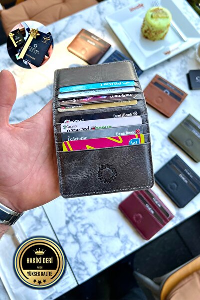 CüzCan Rixe Antik Gri Unisex Hakiki Deri Kartlık Cüzdan ( Ultra Ince) Kişiye ...