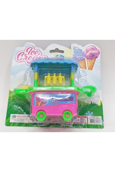 abnturk Ice Cream Oyuncak 15cm Dondurma Masası Tekerlekli Mısır Arabası Maketi