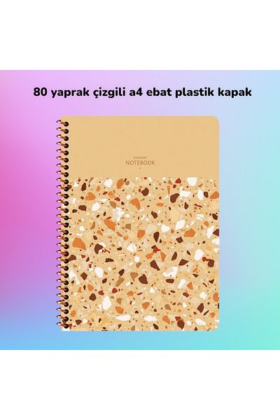 SEYFİKİRTASİYE STRIPED A4 80 SHEETS PLASTIC COVER WIRE NOTEBOOK LIBRA SNIP COLOR