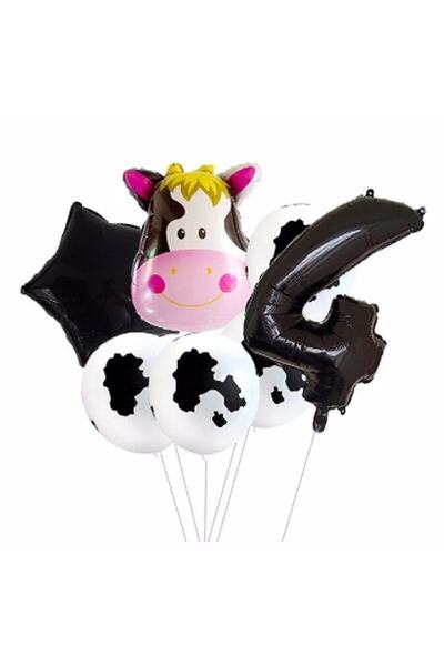 Parti Station Safari Cow 4 Year Old Balloon Set Star Balloon Foil Set Safari ...