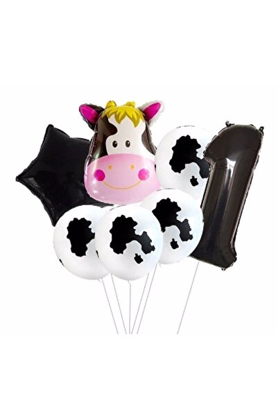 Parti Station مجموعة بالونات سفاري كاو بعمر سنة واحدة، مجموعة بالونات من رقائ...