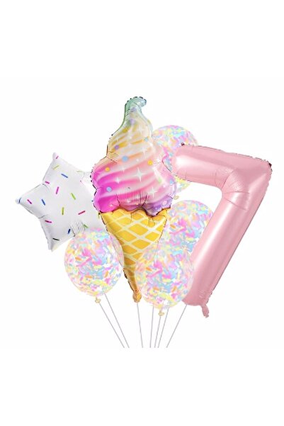 Parti Station مجموعة بالونات آيس كريم عمرها 7 سنوات، مجموعة بالونات من رقائق ...