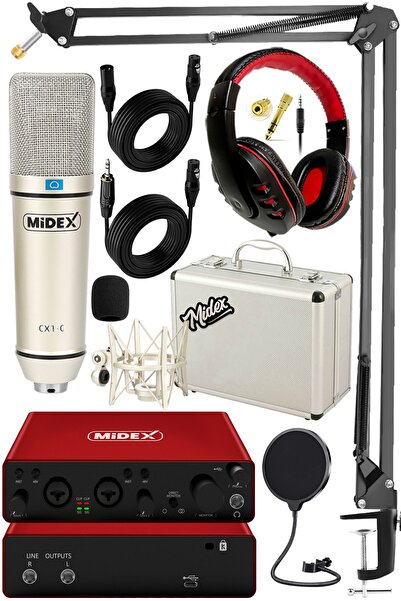 Midex Superior Pack-3 Stüdyo Kayıt Ekipmanları GLX-800 Ses Kartı CX1 Stüdyo M...