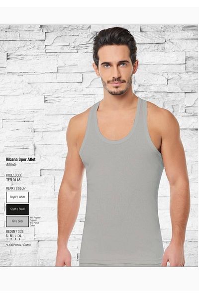 Tutku Men's Elastane (lycra) Sports Undershirt 6 Pack Gray New Season