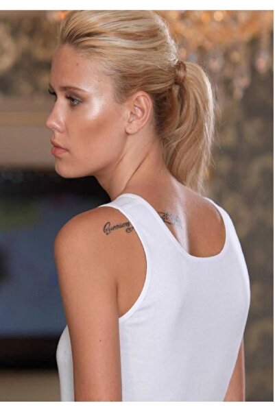 Şahinler Біла майка з широкими бретелями, з мереживною обробкою спереду, Riba...