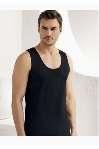 Şahinler New Season Men's Black Undershirt - 100% Cotton Combed Cotton (1 Piece Economical)