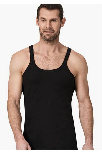 Namaldı Full Cotton Rib Thin Strap Men's Athlete Black New Season (2 Economic Pack)