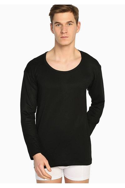 Tutku Men's Black Thermal Ribbed Long Sleeve Undershirt Elf568ttccm New Season (2 Pieces Economical Package)