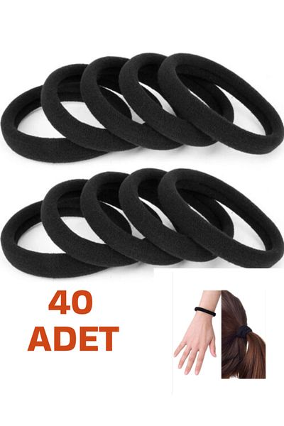 nistabolje Scrunchie de păr pentru femei negre 40 buc. Scrunchie elastic pentru prosop de mărime medie