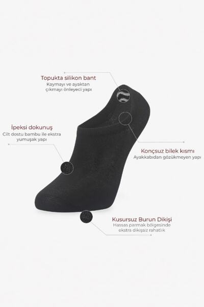 MEM SOCKS 12'li Silikonlu-dikişsiz Bambu Sneaker(görünmez) Çorap