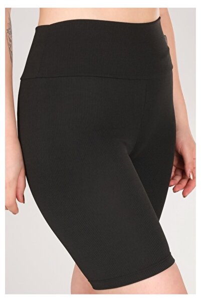 GRİLAND شورت أسود مضلع بدون خياطة لراكبي الدراجات النارية للسيدات