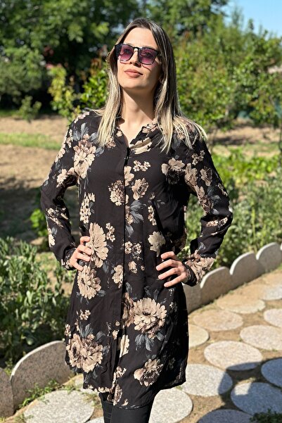 Dinçerler tekstil KADIN YARIM BOY ÖNDEN GİZLİ DÜĞMELİ KOLLARI MANŞETLİ UZUN G...