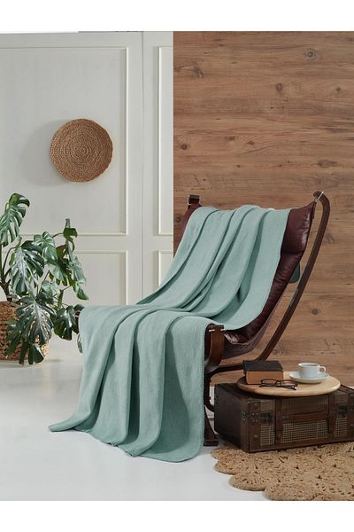 AKSU Brighton Collection Cotton TV Blanket 130x170 Mint
