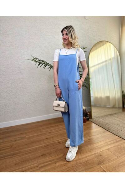 modasindoma Kadın Siyah Geniş Paça Salopet