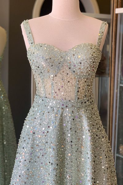 Lenta Moda Water Green Jewelled Midi Length Evening Dress and Evening Dress