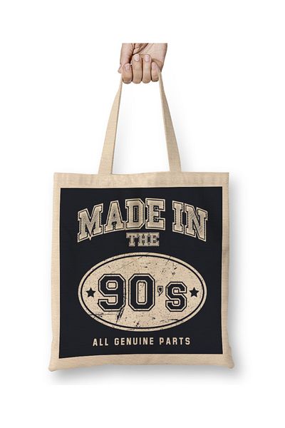 Baskı Dükkanı 1990 Made In 90s Όλα τα γνήσια ανταλλακτικά υφασμάτινη τσάντα μακριά λαβή
