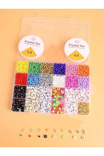 yiğit aksesuar Letter Bead KUm Bead Jewelry Making Set 24 Pieces