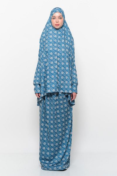 Altobeh Rochie practică de rugăciune musulmană din lycra cu mâneci liliac cu model de soare din două piese 992-0316