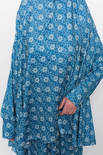 Altobeh Practical Two-Piece Sun Patterned Bat Sleeve Hijab Lycra Muslim Prayer Dress 992-0316