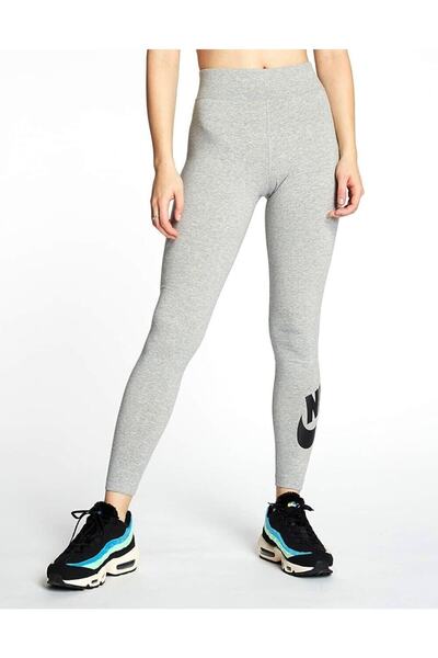 Nike Swoosh Tight Fit 7/8 Yüksek Belli Kadın Gri Tayt
