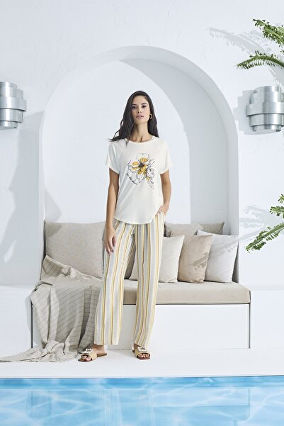 GİZZEY 20886 Kadın Baskılı Pantolon Takım