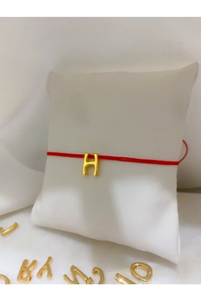 Lucky Designs Women's Red Rope Plate H Letter Adjustable Bracelet
