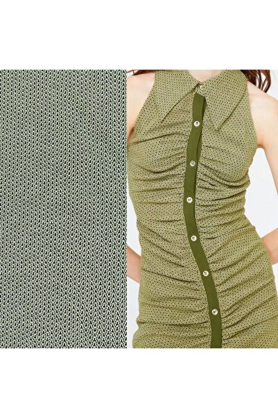 Dore Simli Çizgili Minik Kazayağı Desenli Kumaş (ABİYE,ELBİSE,GÖMLEK,BLUZLUK KUMAŞ)