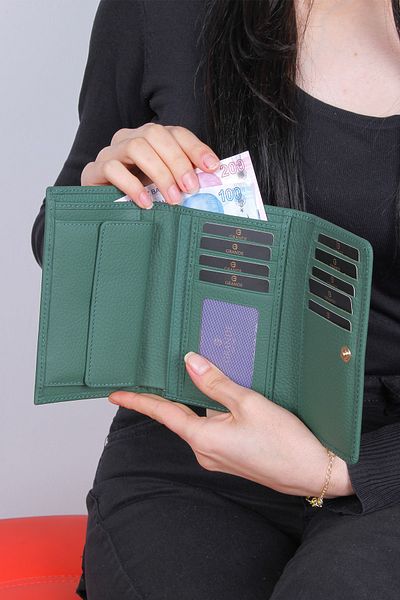 Grande 2639 Genuine Leather Women's Wallet Green