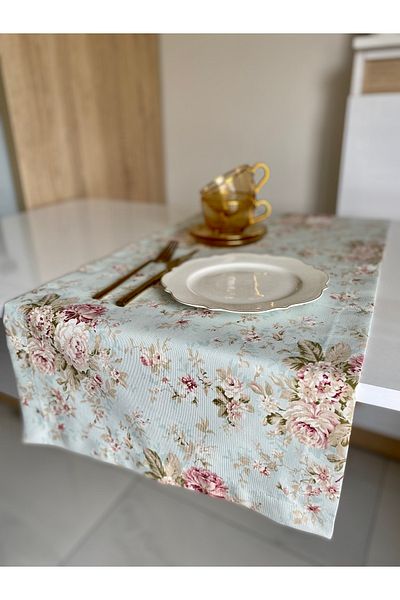 Parla Life Patterned Duck Linen Runner 40x140 Cm