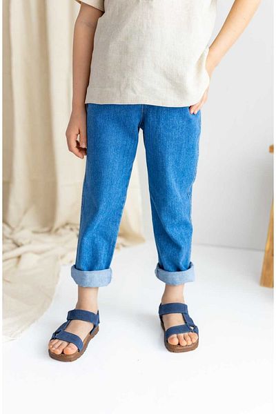Oliven The Kid Dark Blue Elastic Waist Pocket Relaxed Cut Unisex Jeans