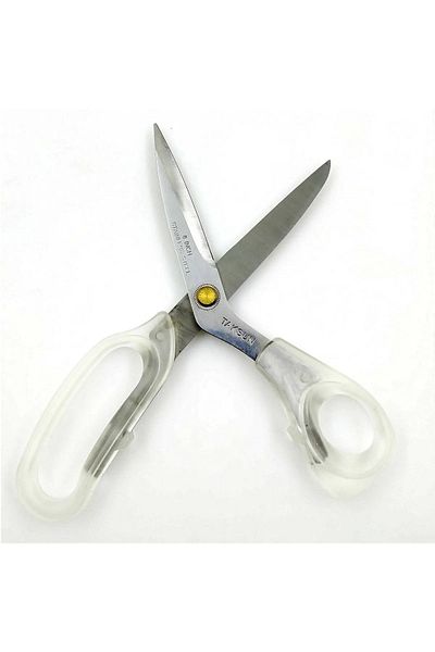 ATMACA TUHAFİYE Transparent Handle Steel Tailor Scissors 21 Cm - 8 Inch Tailor Scissors - Fabric Scissors