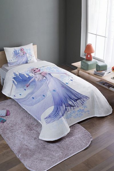 EVPANYA Blue Dream Castle Elsa Set simplu piqué cu rochie din tul și cuvertură de pat