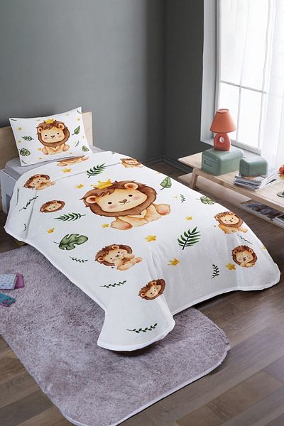 EVPANYA Set și cuvertură de pat cu model King Lions