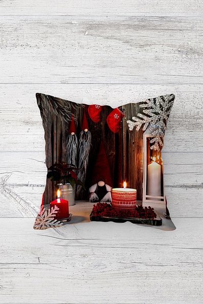 Latibule Snow Lantern Christmas Tree Ornament Hidden Zippered Throw Pillow Cover Seat Pillow Case Set (4pcs)