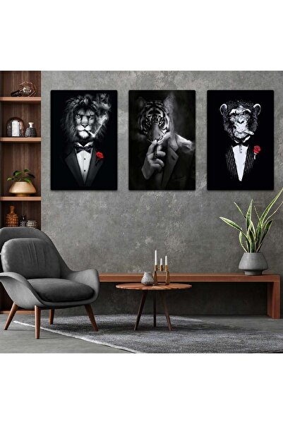 Zevahir Mobilya Dekorasyon Set de masă triplu MDF Animal Mafia