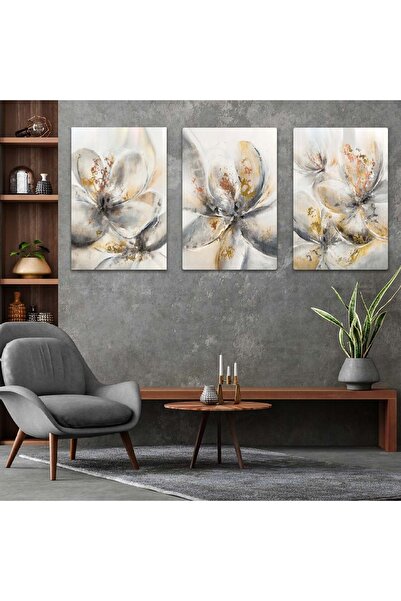 Zevahir Mobilya Dekorasyon Σετ ζωγραφικής με γκρι λουλούδια σχέδιο κολάζ τριπ...