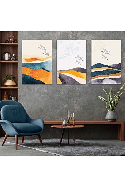 Zevahir Mobilya Dekorasyon Set de pictură MDF din 3 piese cu model abstract d...